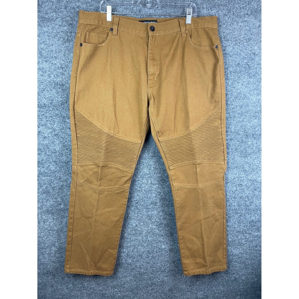 Southpole Moto Pants Mens 42/32 Brown Excellent Ribbed Knee Streetwear Casual
